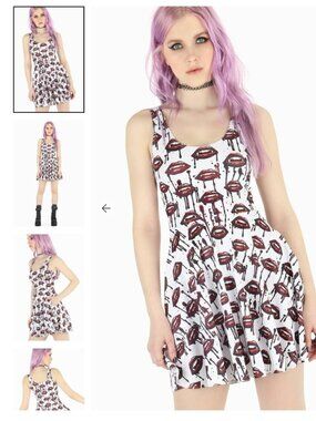 Blackmilk Bloodsucker Lips Fangs Scoop Skater Dress Size XS
